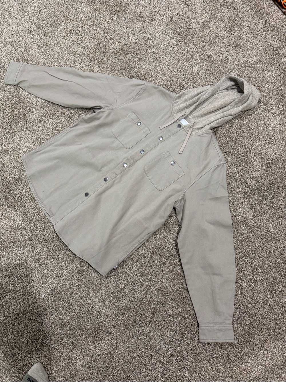 Katin Men's Hooded Snap-Front Shirt Jacket in Light Taupe